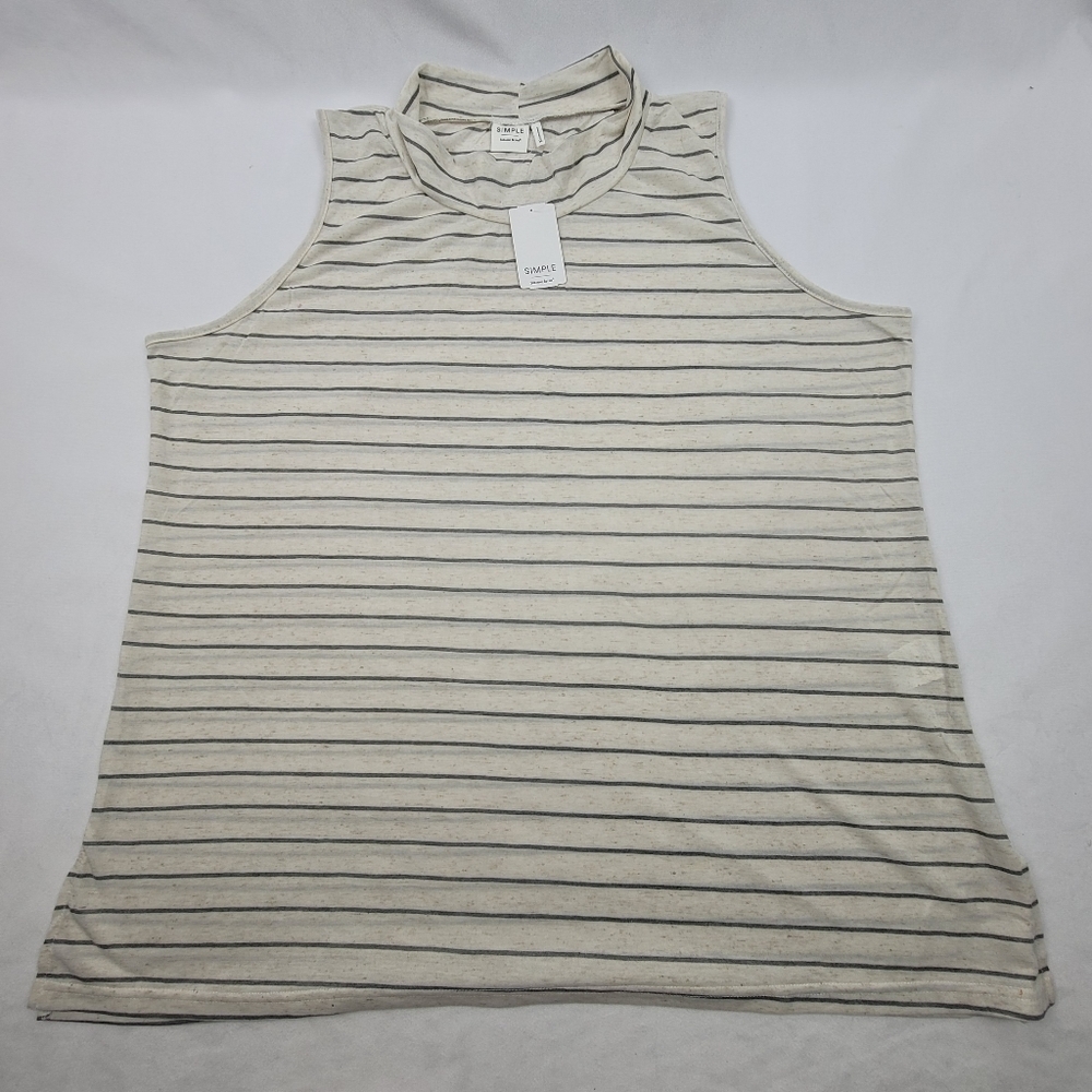 NWT grey& whitestriped cowl-neck sleeveless tunic